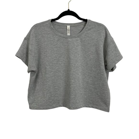 Lululemon Gray Crop Boxy Top Shirt Women's Size 8 Athleisure Activewear - Picture 1 of 3